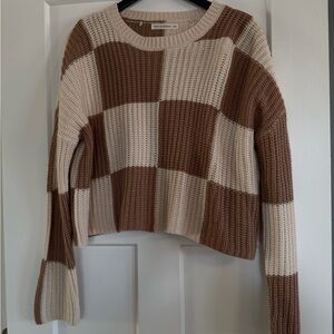 moon & madison Brown and Cream Plaid Sweater